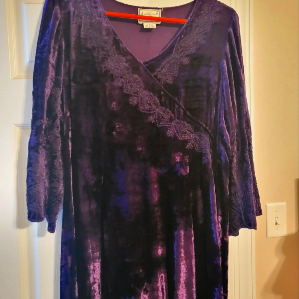 COPY - April Cornell Crushed Velvet Purple Dress M